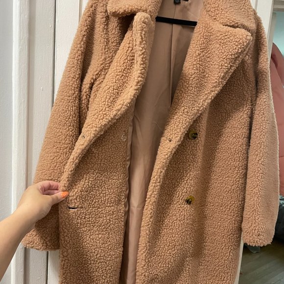 Dusty Pink Fleece Peacoat - Picture 6 of 7